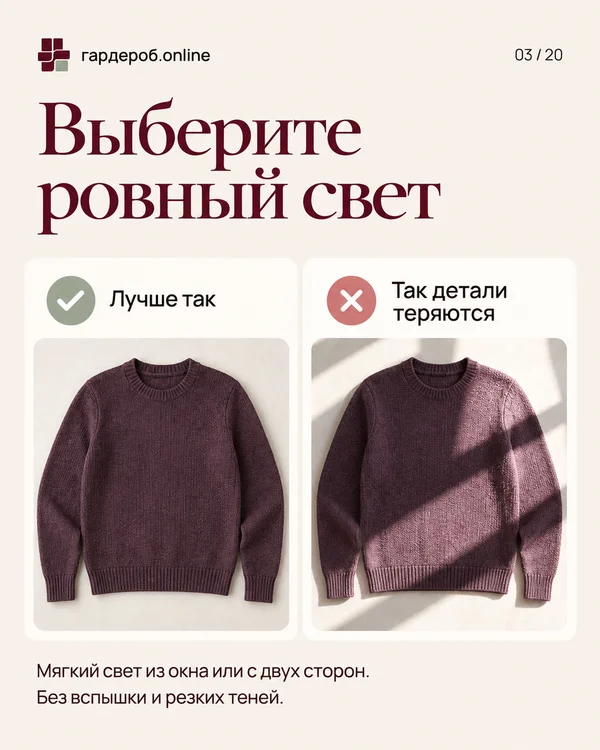 Выберите ровный свет